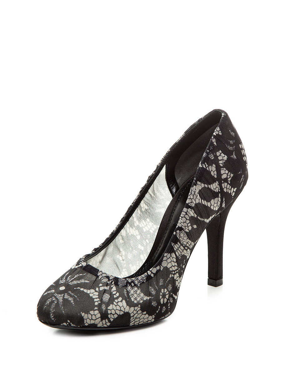 Dolce&Gabbana 黑色拼接花朵图案高跟鞋