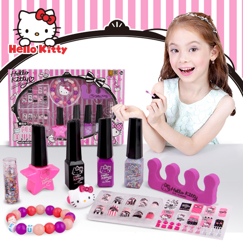 HelloKitty凯蒂猫儿童创意美甲组合指甲油可剥撕无毒贴片宝宝礼物