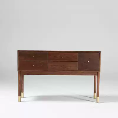 Solid wood oak black walnut storage cabinet entrance cabinet simple environmental protection six-drawer cabinet copper feet can be customized