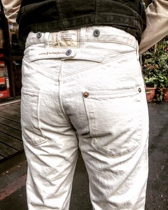 Japanese Gypsy Sons DENIM KEELMAN PANTS white red-ear DENIM crew PANTS