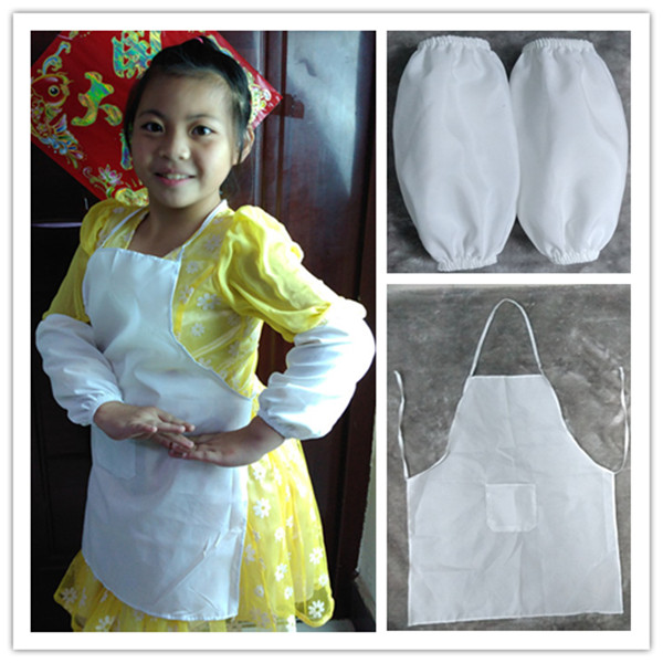 Children's white apron, festival performance, labor, children's white sleeves, pretending to be a family wine chef game