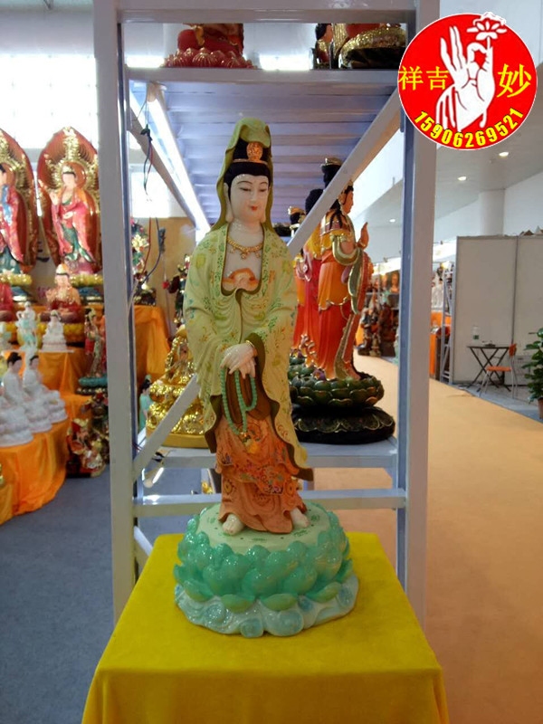 White marble standing lotus Guanyin Bodhisattva Buddha Statue Guanyin Bodhisattva South China Sea Guanyin enshrined Feng shui ornaments buddhism