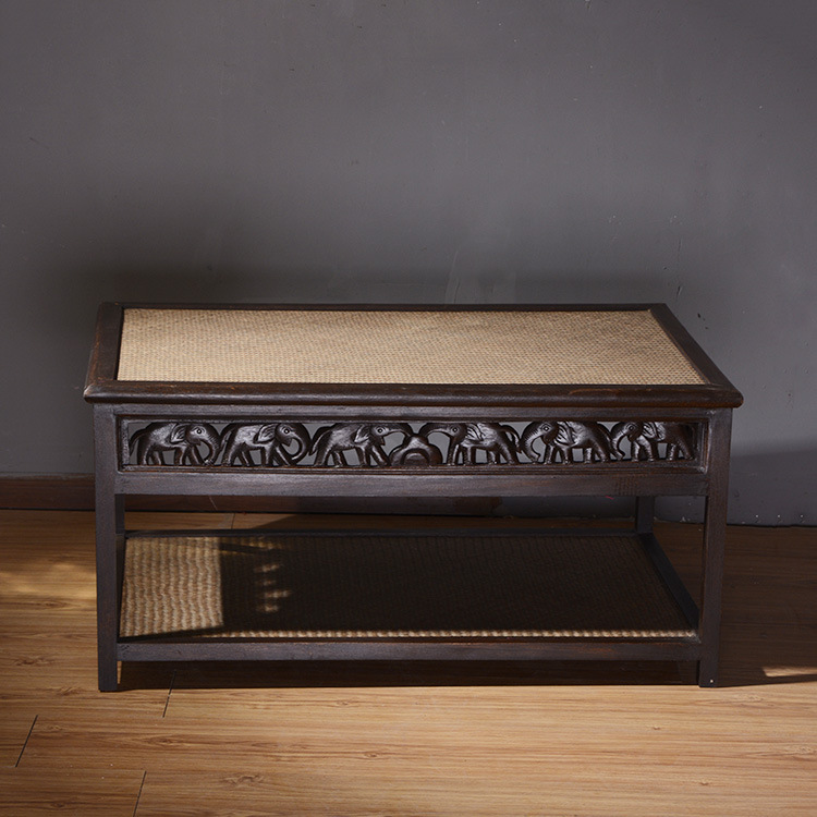 Thai Imported Furniture in Southeast Asian Wood Ivory Tea Table Tete Style Decorated Living Room Foyer Retro Solid Wood Tea Table