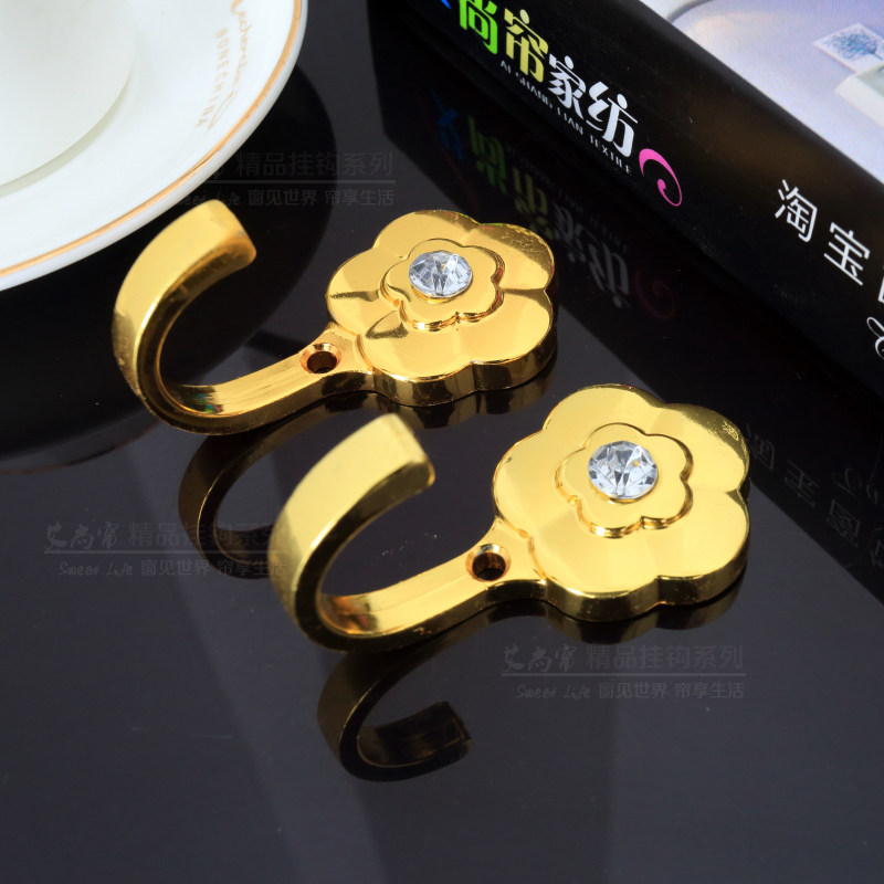 New curtain hook wall hook Zinc alloy small flower crystal strap rope buckle Practical modern minimalist coat hook