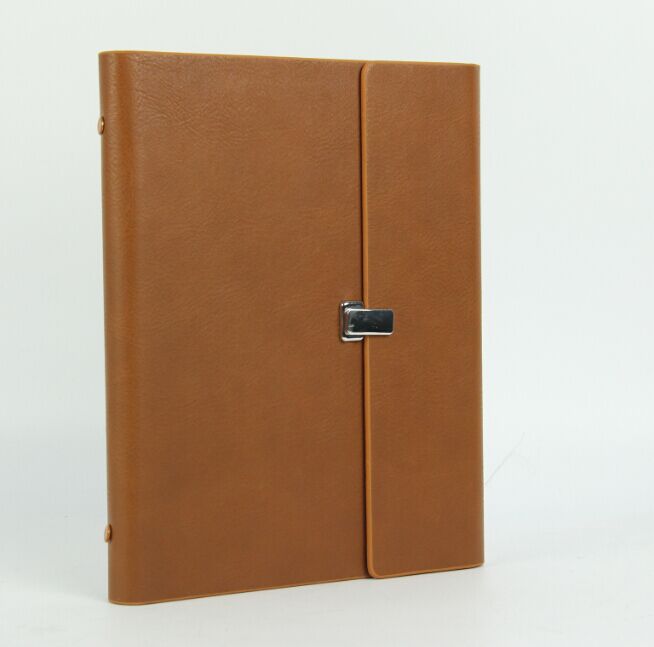 High-end business gift tri-fold leather notebook 6-hole binder notepad magnetic buckle leather notebook