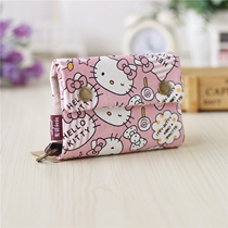 Cartoon fabric multi-function wallet Simple canvas three-fold wallet Womens short male wallet card bag key bag