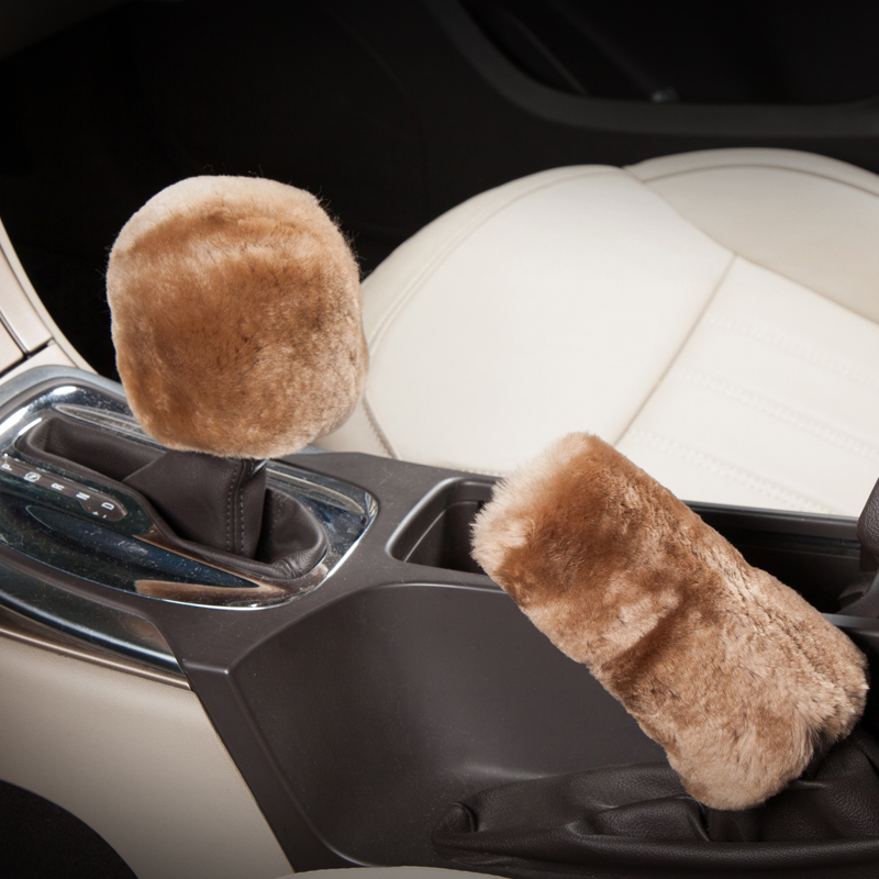 Australian winter pure wool car gear cover hand brake cover automatic hand row cover warm lady cute male