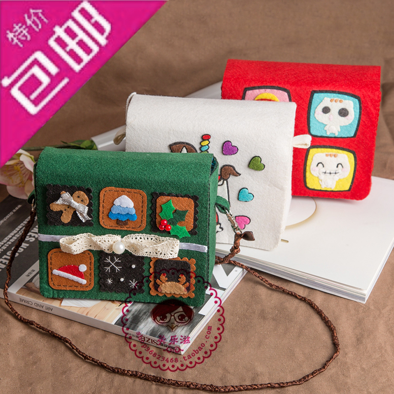 Cutting-free non-woven handmade fabric diy material bag Christmas small satchel coin purse backpack shoulder bag