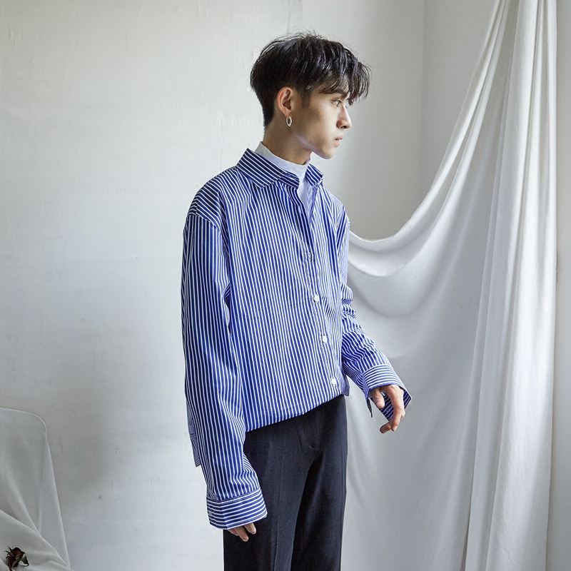 GARMENTBOY定制 2017新品韩版男士长袖条纹衬衫宽松百搭青年衬衣