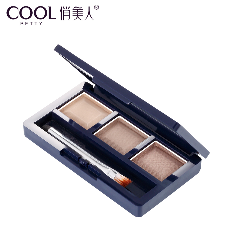 俏美人三色眉粉画眉持久防水防汗不晕染眉笔染眉膏正品带眉刷包邮