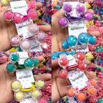 South Korea imported Children girl hair accessories double colored bead hair rope rubber band Hairband