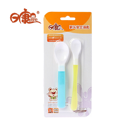日康 RK-3704 婴儿软头安全汤匙 软勺子 瓢根 宝宝餐具2支装