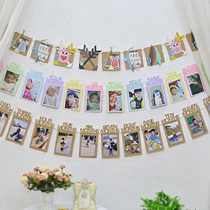 Babys first birthday flag flag photo frame cartoon 12 month horizontal birthday party decoration arrangement