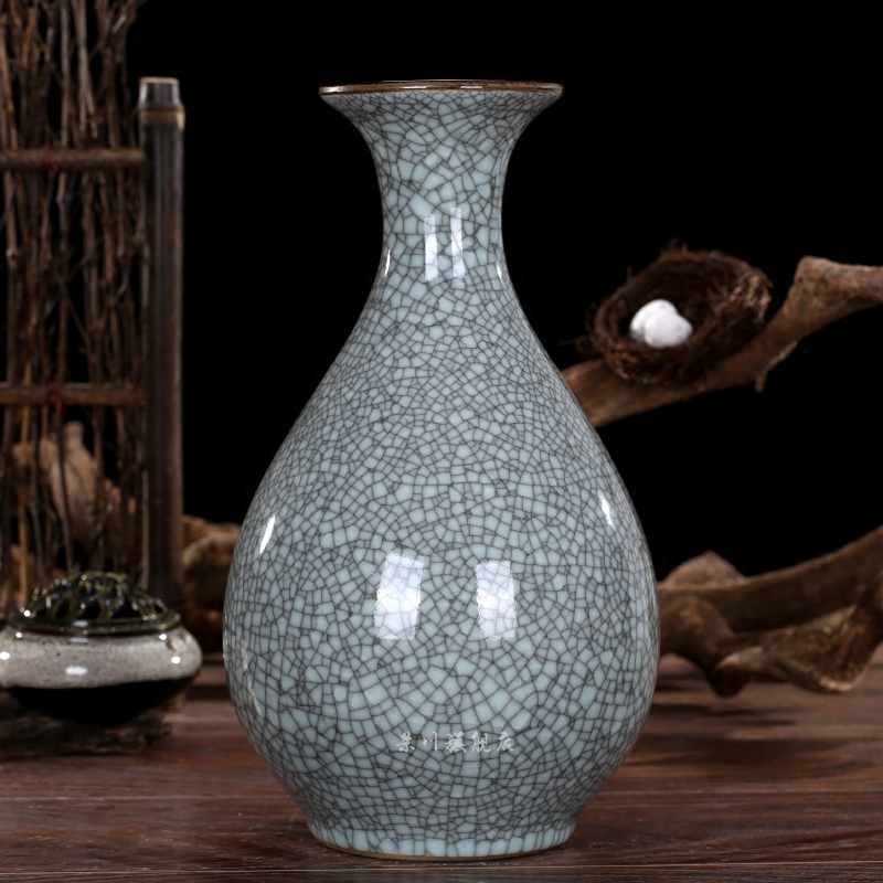Archaize kilns were a piece of crack blue glaze flower bottles of jingdezhen ceramics classic modern home act the role ofing is tasted furnishing articles in the living room
