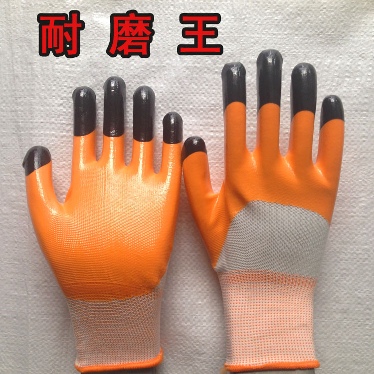 Thirteen-needle nylon impregnated Dingqing large half-hanging labor protection gloves super wear-resistant king oil-resistant acid-alkali resistant protective gloves