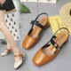 Giày bà ngoại mới hè 2018 với đầu vuông retro mang giày nữ baotou sandal nữ mùa hè dày với giày cao gót