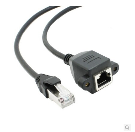 RJ45 male to female network cable adapter Network extension cable Pure copper with shielding holder Ear with screw hole