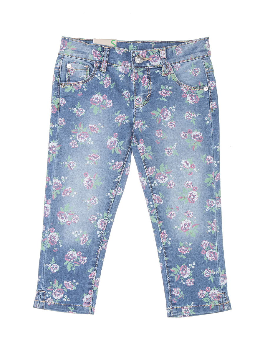 Benetton/贝纳通 蓝色水洗印花女童牛仔裤