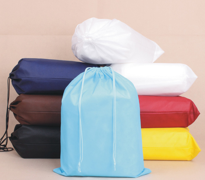 Manufacturer direct selling pure color containing pull rope bag unwoven cloth shopping bag packing bag bag spot can be made