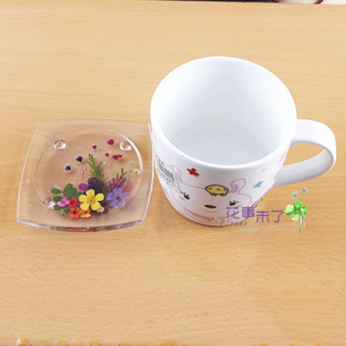 Blank Small Cup Mat High Transparent Acrylic With Groove Drip Glue Drying Flowers Pawnflower Small Cup Mat Flower Matter No.