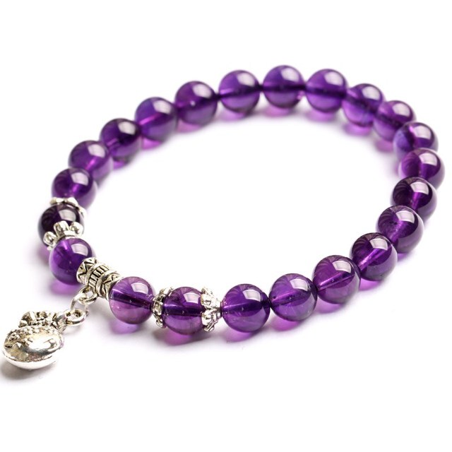 天然紫水晶手链单圈生肖甜美薰衣草手串男女款饰品礼物紫色手链