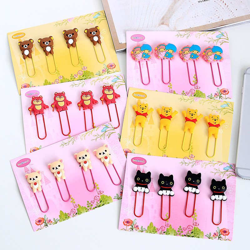 Cartoon color paper clip bookmark cute creative paging paper clip metal clip primary school students prizes 4