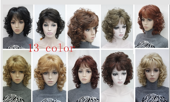 Cosplay Wig 13 Colors Mom Style White Hair Wig Beautiful and Generous Short Curly Wig Cosplay Wig 13 Colors Mom Style White Hair Wig Beautiful and Generous Short Curly Wig