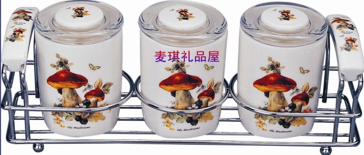 South Korea imported household bone china sealed storage box jar seasoning box monosodium glutamate salt jar seasoning seasoning jar 3p large