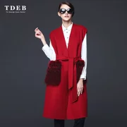 2019 mới châu Âu và Mỹ cao cấp thương hiệu lớn chính hãng áo khoác hai mặt cashmere áo khoác len dài của phụ nữ - Áo len lót đôi