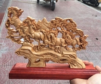 Cliff Berk Yellow Poplar Wood Carved Octave Horse Pendulum Pieces Business Gift Office Living-room Home Adornment Opening Gifts