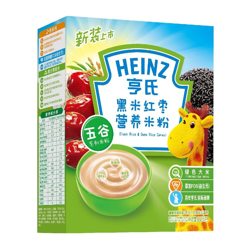 当当网百货 Heinz 亨氏 黑米红枣营养米粉(6-36个月) 225g/盒