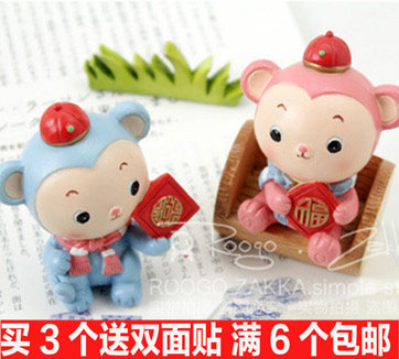 范儿祁运小灵猴摆件十二生肖可爱树脂小猴公仔祈福创意摆件