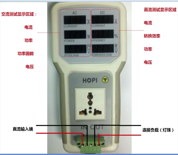 Led energy-saving tester drives power tester to communicate DC power meter HP9801