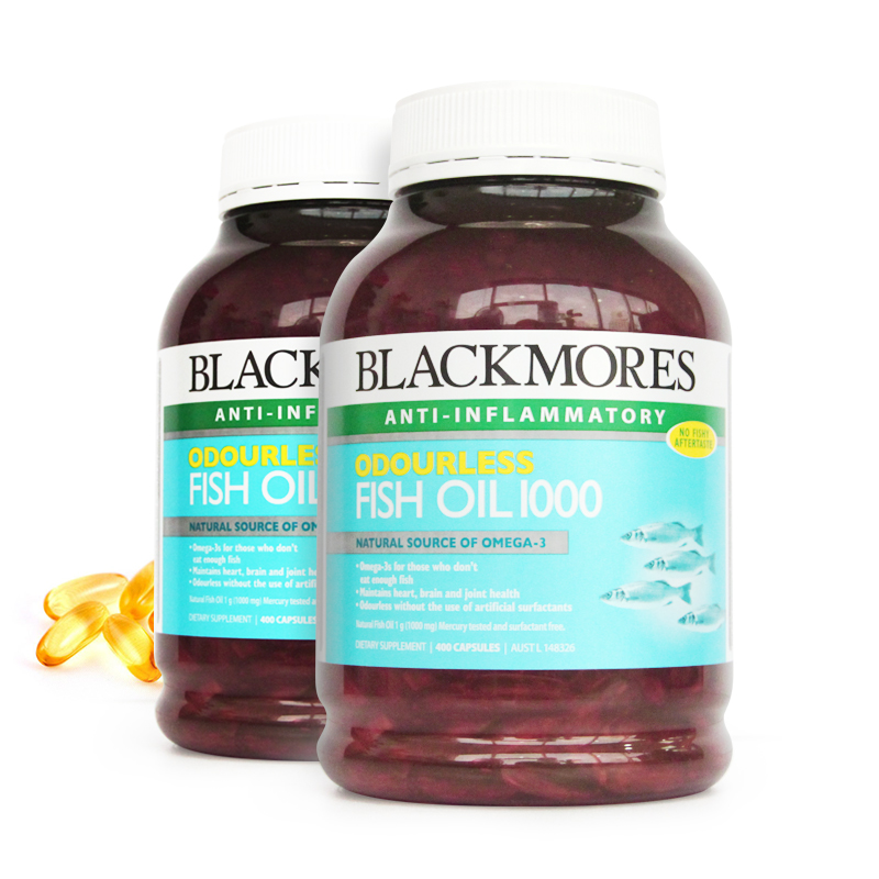 Blackmores澳佳宝无腥味深海鱼油保健品400粒两罐装 澳洲进口正品