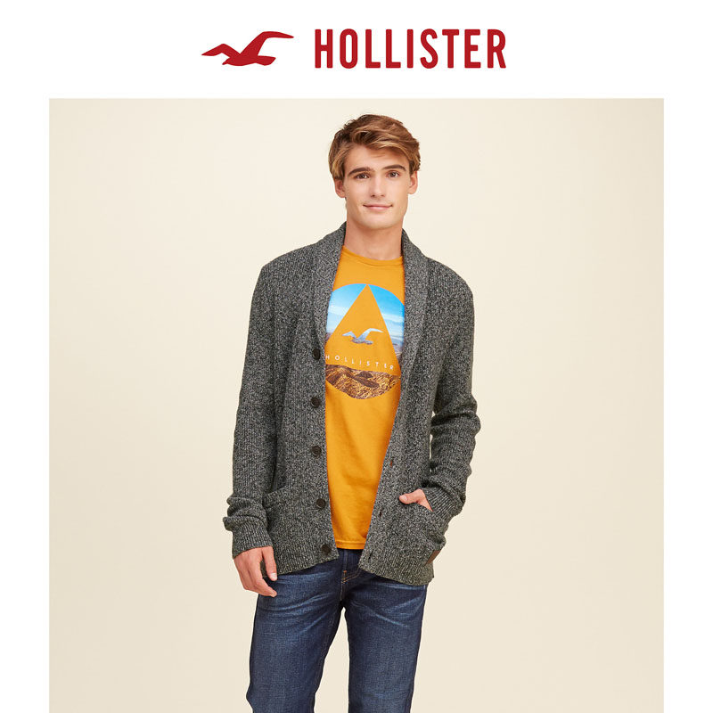 Hollister 棱纹披肩领毛线开衫 男 102770