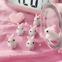 Cute soft cute girl heart swing shot micro-landscape little white rabbit Rabbit animal micro-landscape ornaments soft sister photo props