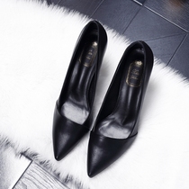 Pointed single shoes womens shoes 2017 new small size 30 31 32 33 high heels professional OL fine heel middle heel 41 43