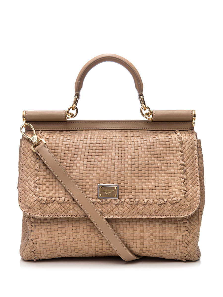 Dolce&Gabbana 驼色编织翻盖手提肩包