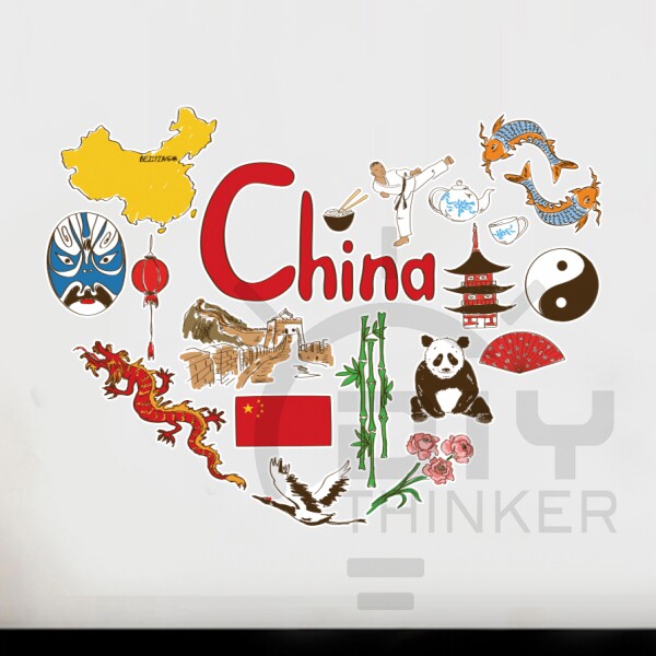 Chinese graffiti illustration wall stickers National Day wall stickers living room bedroom window decoration National Day stickers waterproof