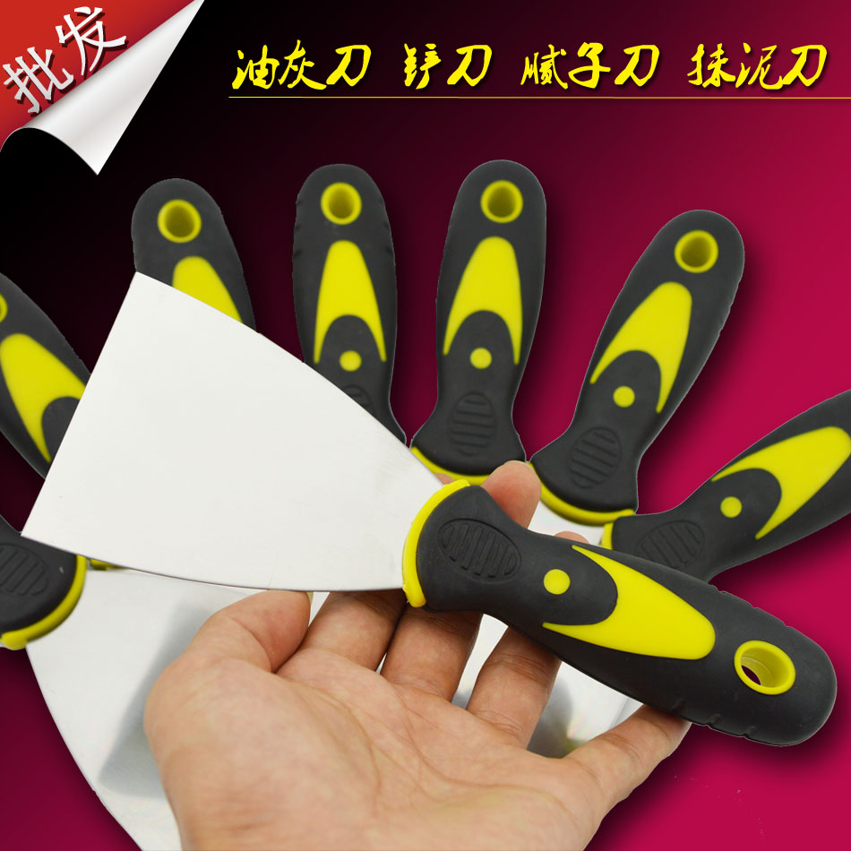 Factory direct carbon steel thickened rubber handle putty knife blade cleaning knife scraper Plastering knife shovel wall knife batch soil knife