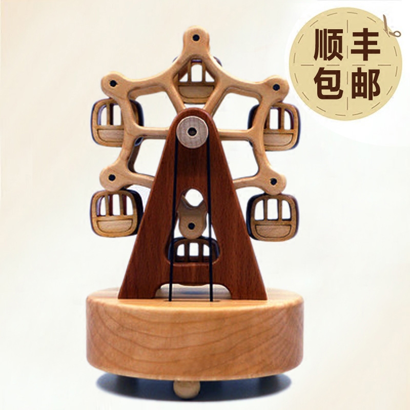 Happy Skyscraper Wooden Music Box Creative Octaonic Box Sky City Sends male and female friends 520 Children's Day