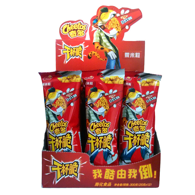 【天猫超市】奇多干杯脆粟米粒日式牛排味300g(12条*25g)休闲零食