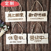 Wooden card carving business creative personality wooden listing Log shop house number Pastoral rest in the custom