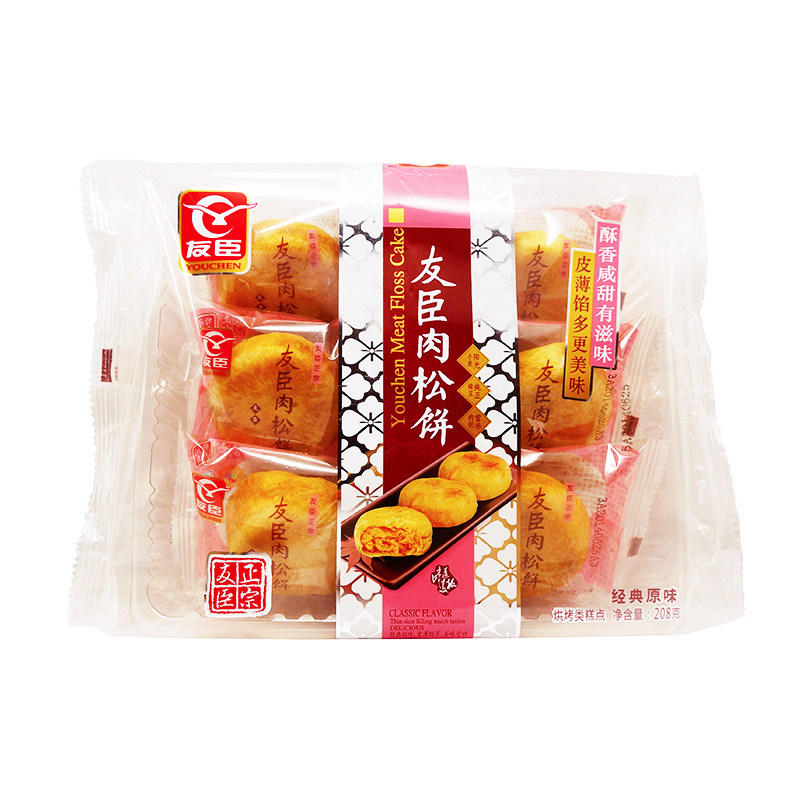 【天猫超市】友臣 糕点友臣肉松饼 208g/袋包装颜色随机发放