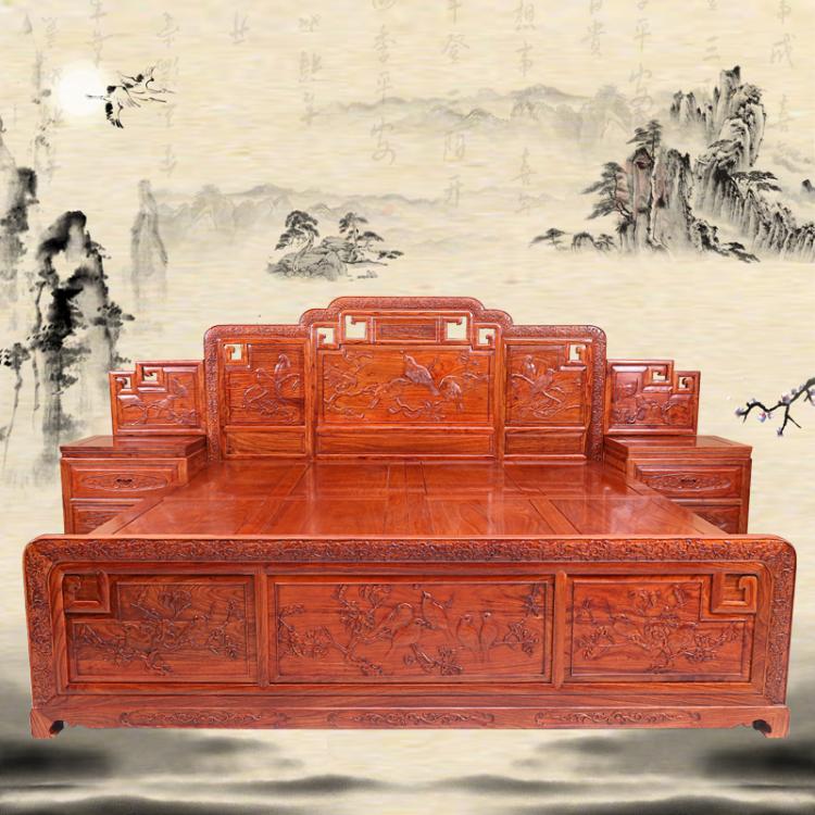 Redwood Hedgehog Bed National Color Sky Storage Bed Boutique Engraved High Box Bed Classical European Queen Bed