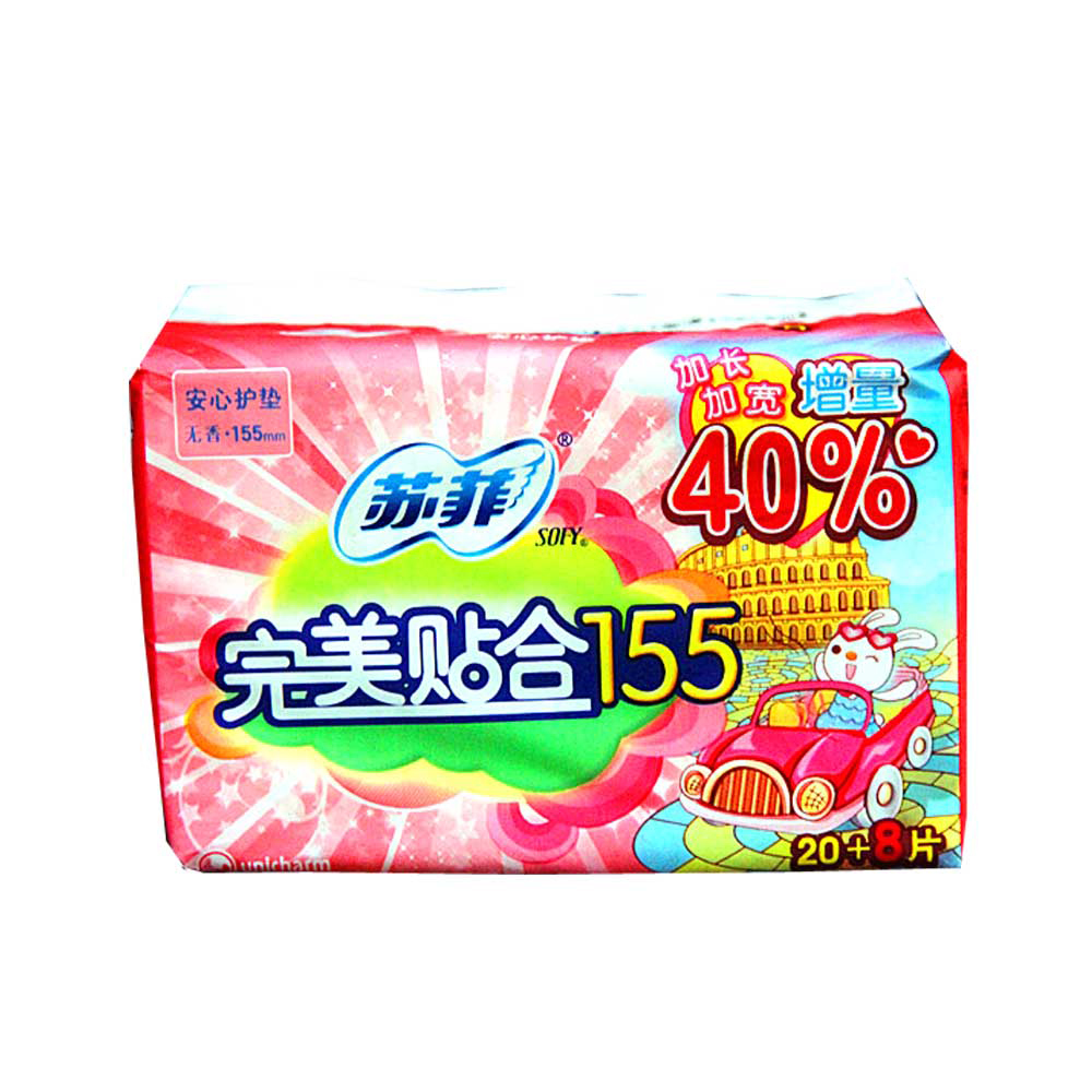 SOFY/苏菲 完美贴合无香型护垫20+8片 加长加宽155 货号0160730