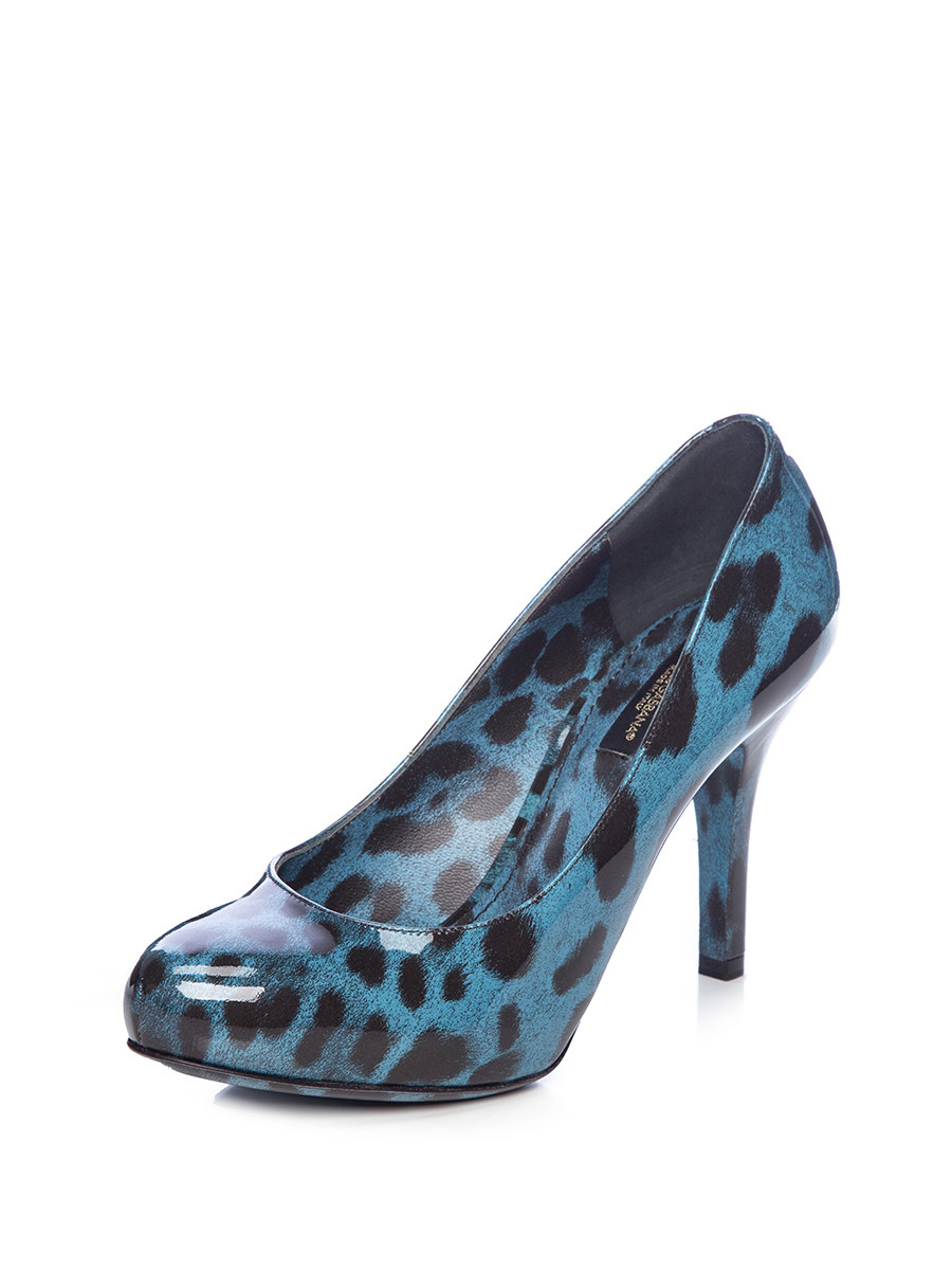 Dolce&Gabbana 蓝色豹纹亮面闪光高跟鞋