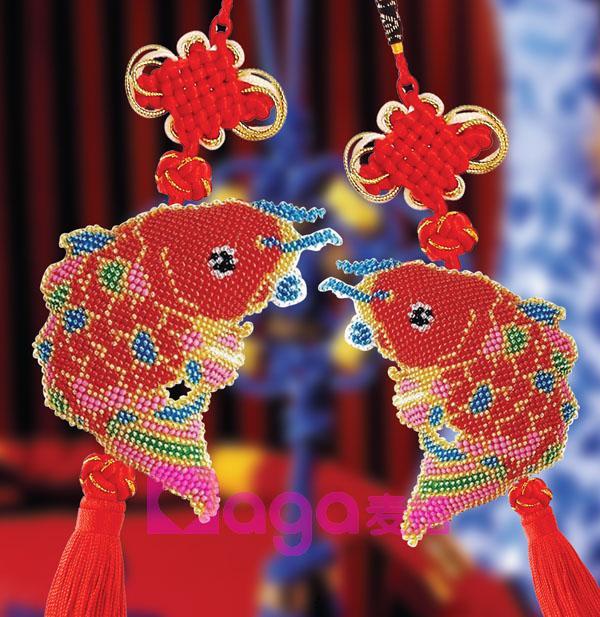 Motor embroidery car hanging cross embroidery body three - faces embroidery CH053 colorful and rich fish precision printing