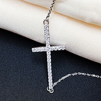 925 sterling silver elegant cross necklace female temperament neck neck chain shiny inlay artificial zirconia set