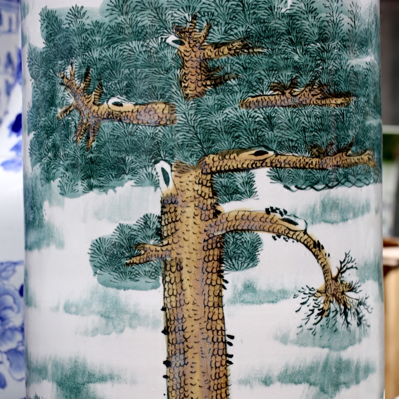 Jingdezhen hand - made guest - the greeting pine ground quiver home sitting room stores Chinese ceramic vases, furnishing articles decorations
